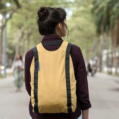 Urbanauta U1 Backpack, mustard color in Barcelona