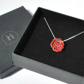 Colgante Rosa Sant Jordi - plata esmaltada rojo caja