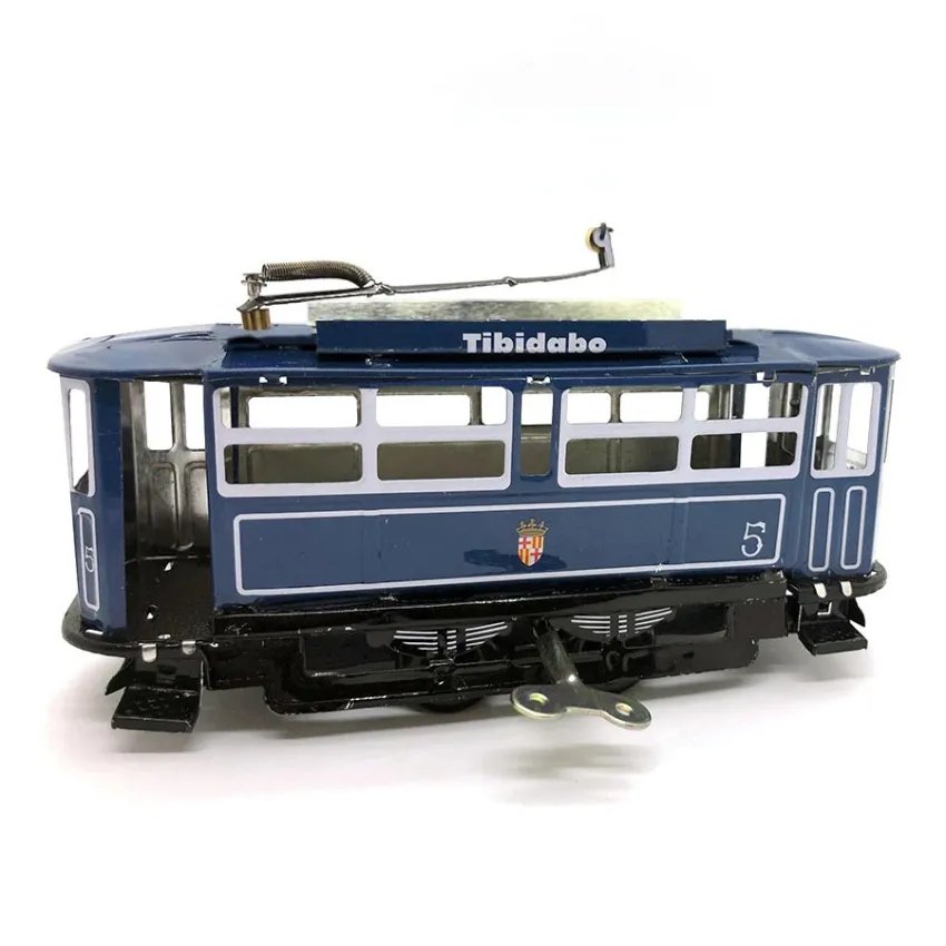 Vue latérale du Tram Blau Barcelone-Tibidabo