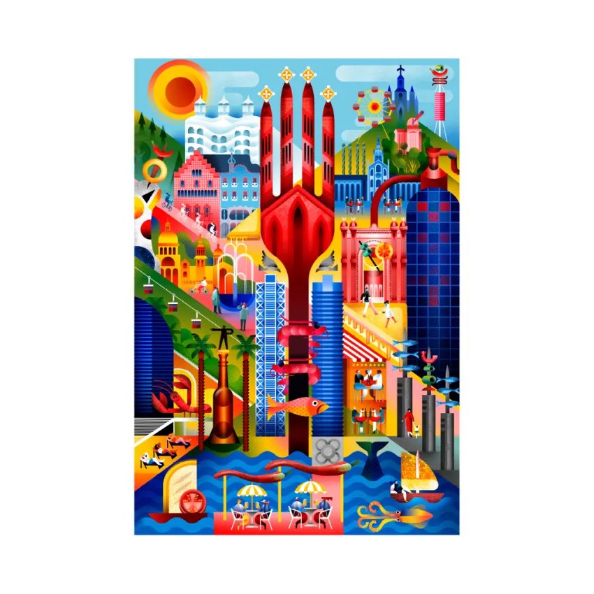 Barcelona Puzzle 1000 Pieces – Exclusive Illustration by Maria Corte