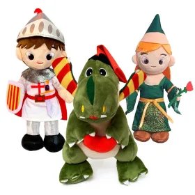 Pack de 3 Peluches Sant Jordi – Dragón, Princesa y Caballero | Regalos originales para Sant Jordi