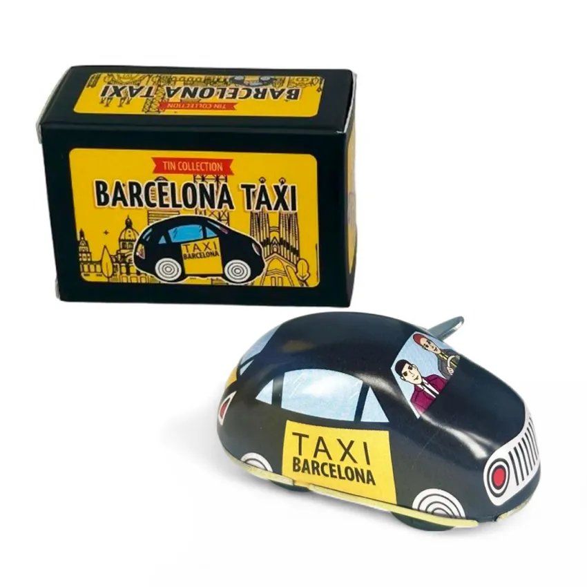 Mini Taxi Barcelone en métal – Jouet rétro à remonter