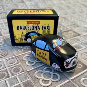 Mini Taxi Barcelone en métal – Jouet rétro à remonter