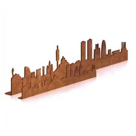 Catalan City Skyline in Oxidized Metal – Made in Barcelona