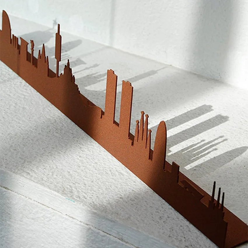 Catalan City Skyline in Oxidized Metal – Made in Barcelona