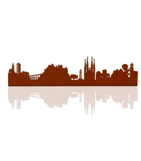 Catalan City Skyline in Oxidized Metal – Made in Barcelona