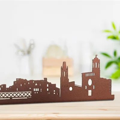 Girona skyline profile made of rusty metal