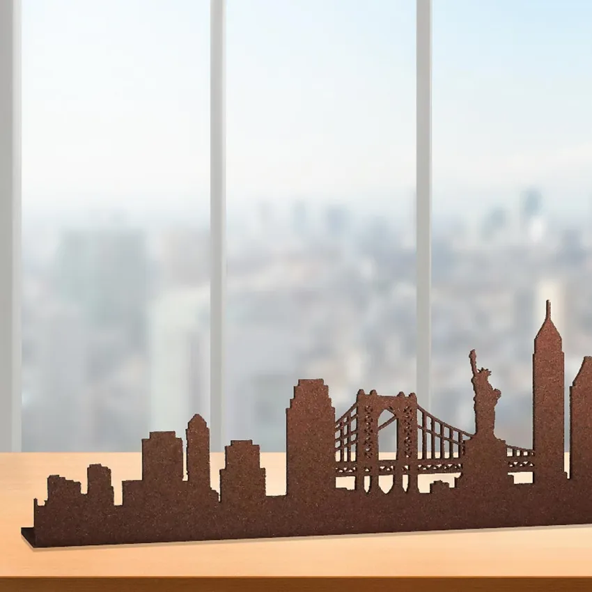Skylines de ciudades del mundo en metal oxidado – Oniricat