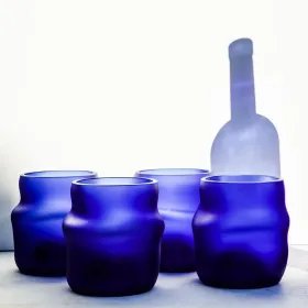 Pack de 4 vasos LYQUID de vidrio reciclado artesanal