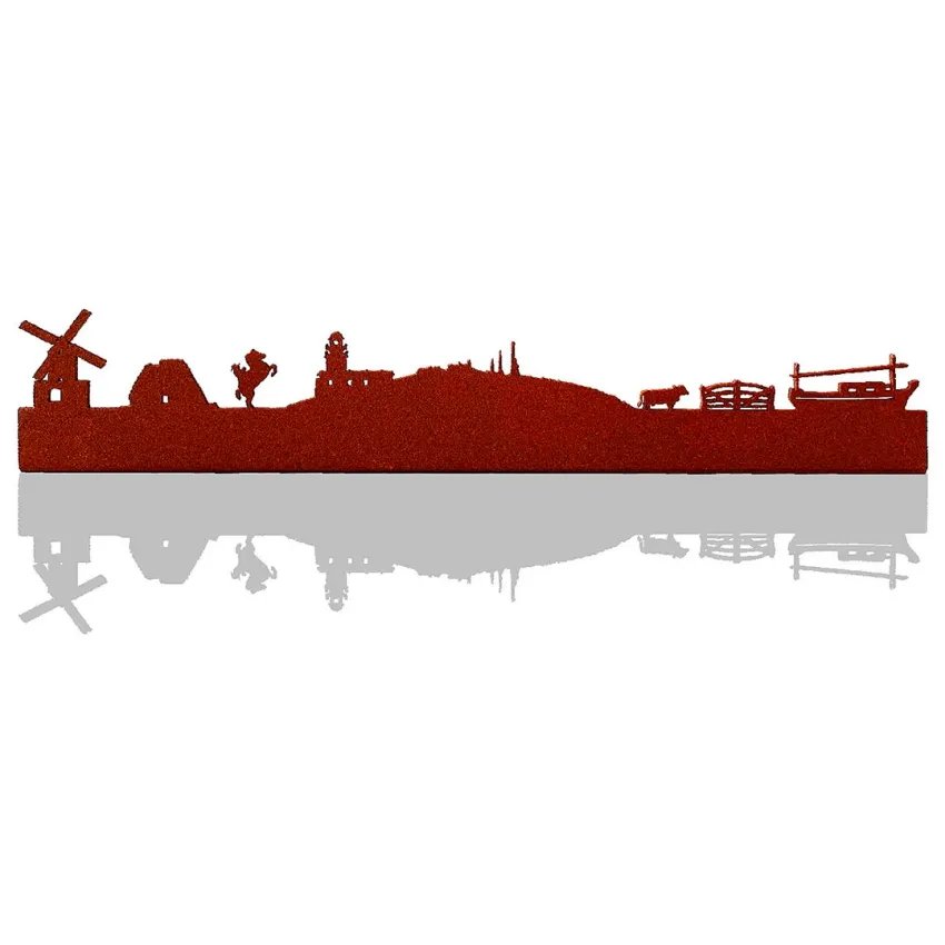 Skylines de Formentera, Menorca y Eivissa en metal – Diseño mediterráneo