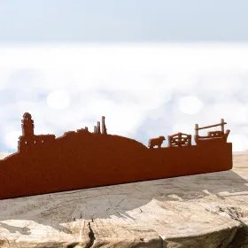 Formentera, Menorca & Ibiza skylines in metal – Mediterranean design