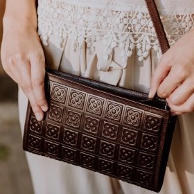 Barcelona Flower Leather Clutch Bag