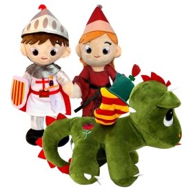 Pack de 3 Peluches Sant Jordi – Dragón, Princesa y Caballero | Regalos originales para Sant Jordi