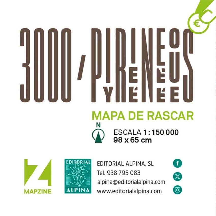 Mapa de rascar Pirineus 3000 | Cims per assolir