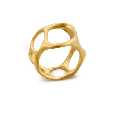 Wide Gaudi Casa Mila gold ring 24K plated