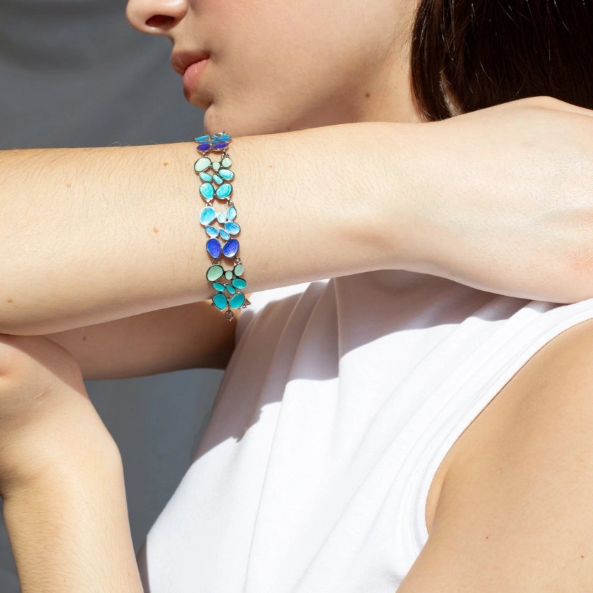 Casa Batllo bracelet blue enamel gold or silver