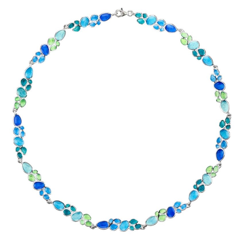 Collier Casa Batlló émail bleu or ou argent