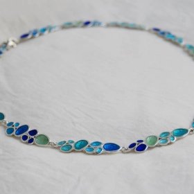 Collier Casa Batlló émail bleu or ou argent