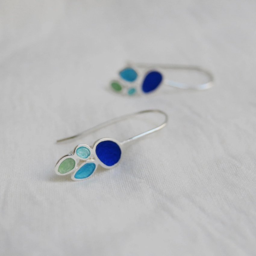 Boucles Gaudí Casa Batlló bleu crochet ou papillon