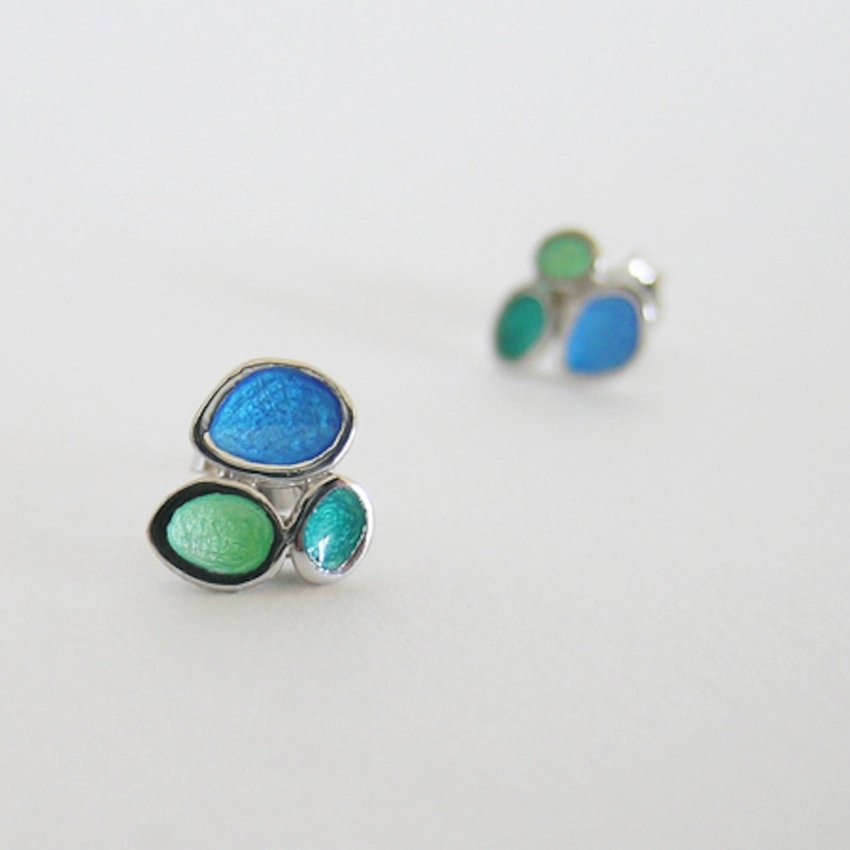 Petites boucles Gaudí Casa Batlló bleu argent ou or