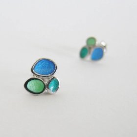 Small Gaudi Casa Batllo blue earrings silver or gold