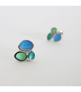 Petites boucles Gaudí Casa Batlló bleu argent ou or