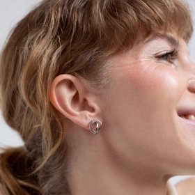 Sculptural earrings unique design silver or gold 24K