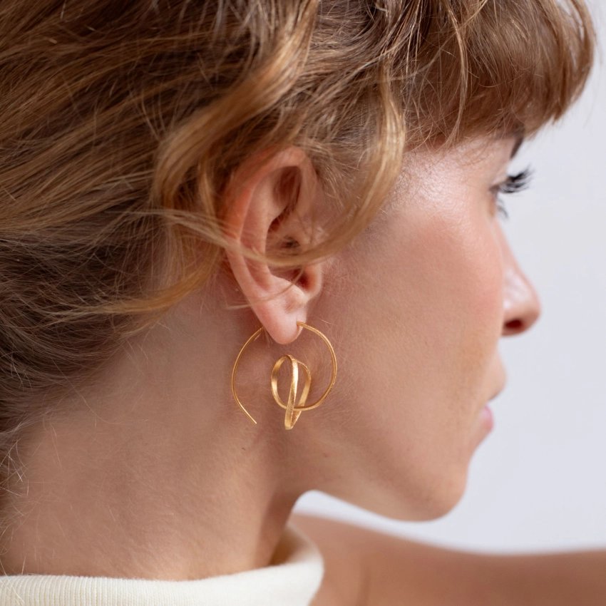 Boucles sculpturales design unique argent ou or 24K