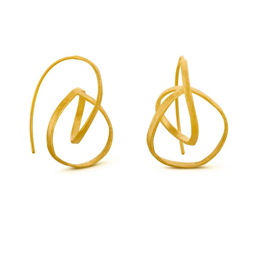 Pendientes esculturales diseño único plata u oro 24K