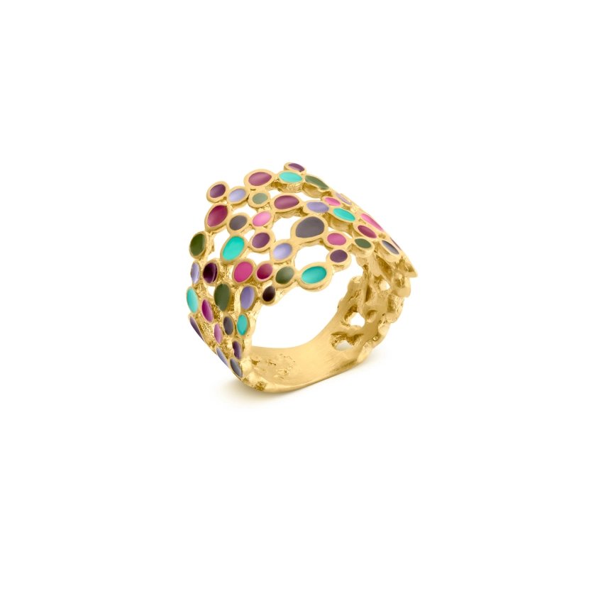 Anell daurat esmalt multicolor Candy Colours 24K