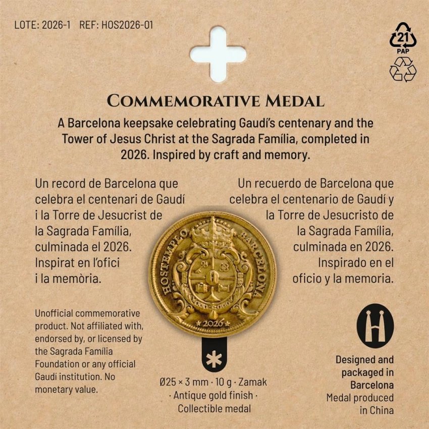 Medalla Hostemplo Gaudí 2026 – Edición limitada UNIC ICONIC