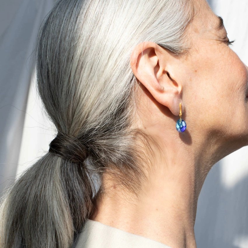 Gaudí Jewelry blue earrings 24K gold plated Joidart