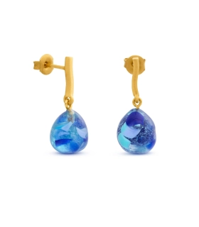 Boucles Gaudí Jewelry bleues plaqué or 24K Joidart