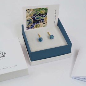 Gaudí Jewelry blue earrings 24K gold plated Joidart