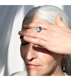 Gaudí Jewelry blue ring with 24K gold plating – Joidart