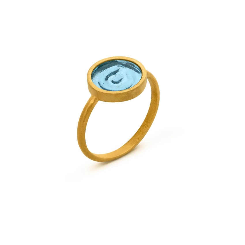 Gaudí Casa Batlló blue 24K gold ring – Joidart
