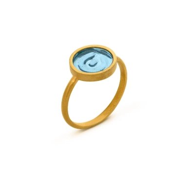 Gaudí Casa Batlló blue 24K gold ring – Joidart