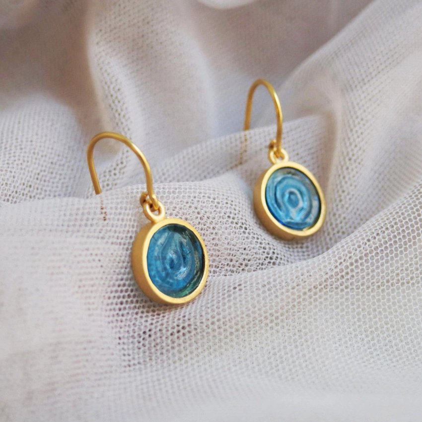 Gaudí Casa Batlló blue 24K gold earrings – Joidart