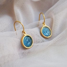 Pendientes Gaudí Casa Batlló azul oro 24K – Joidart