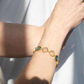 Pulsera Gaudí Casa Batlló azul oro 24K – Joidart
