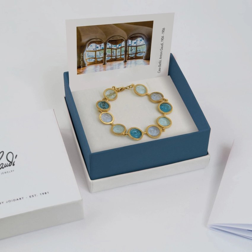 Bracelet Gaudí Casa Batlló bleu plaqué or – Joidart