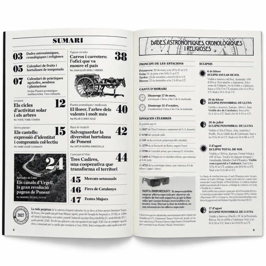 Calendari dels Pagesos 2027 | Tradició catalana – Oniricat