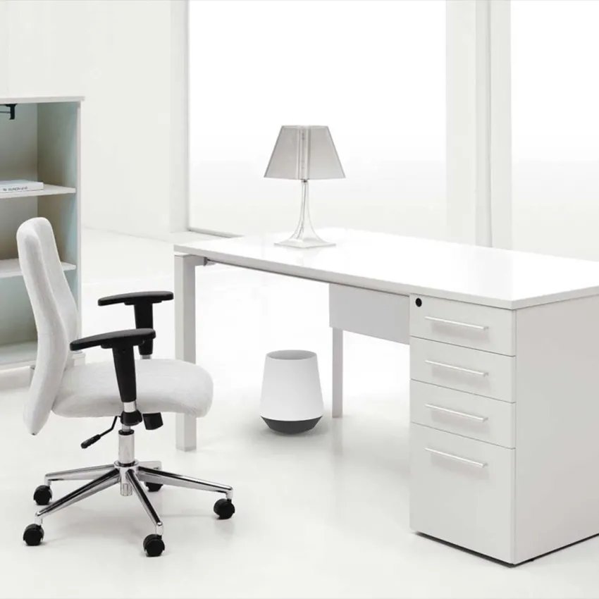 Poubelle Biel blanche bureau