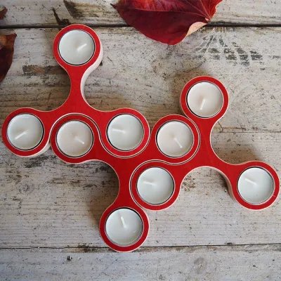 Floc Red Chandelier, 3 units, top view