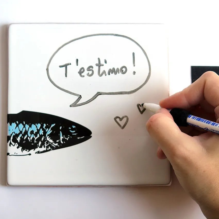 Baldosa Bussoga Sardina para escribir T'estimo