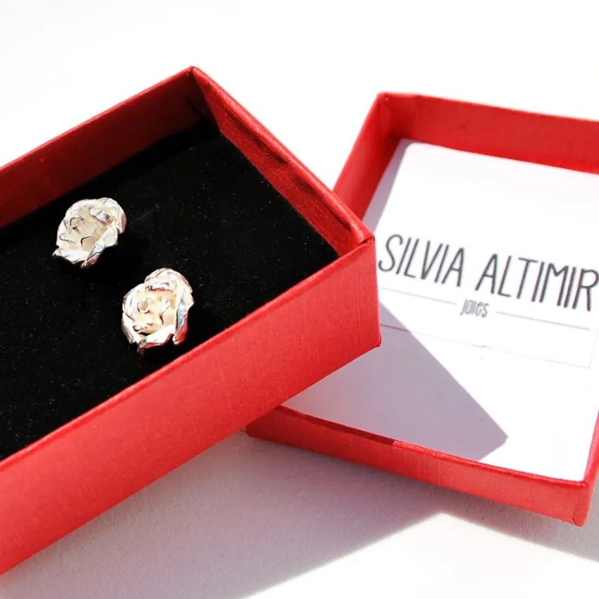 Boucles d'oreilles rose Sant Jordi - argent blanchi boîte