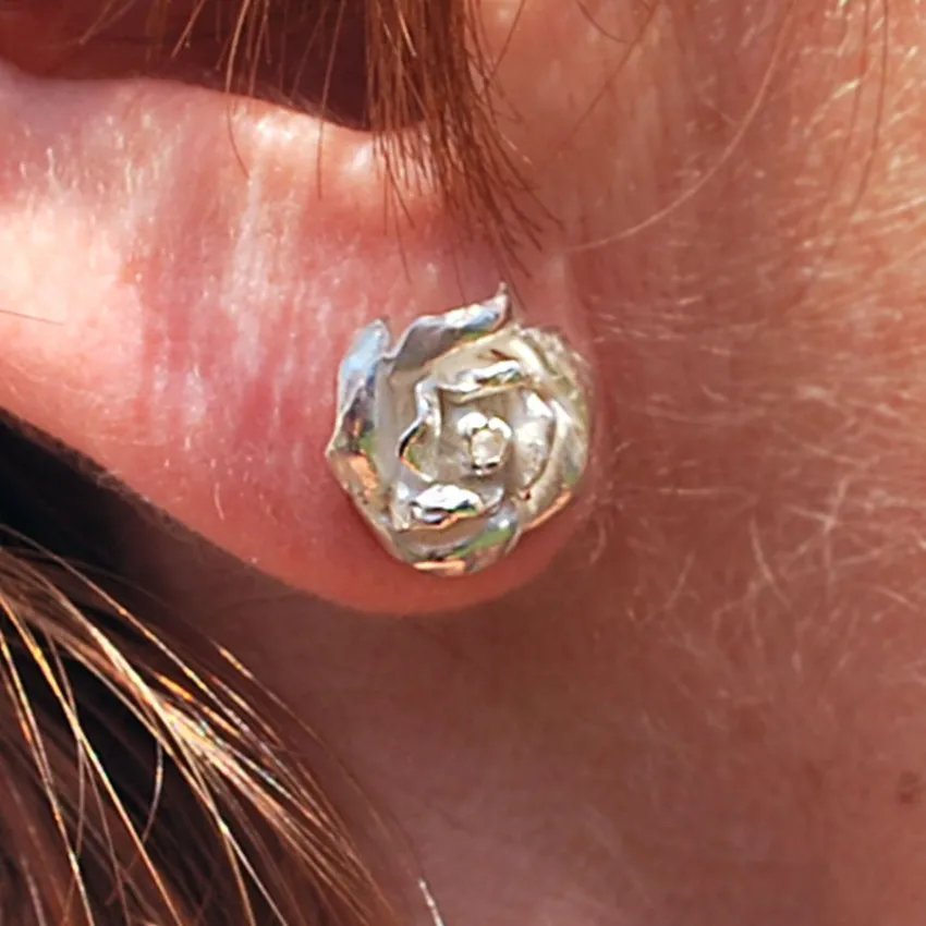 Boucles d'oreilles rose Sant Jordi - argent blanchi oreille