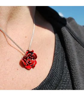 Colgante Rosa Sant Jordi - plata esmaltada rojo cuello
