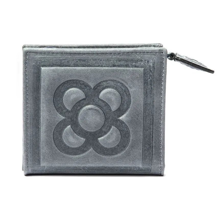 Cartera Flor de Barcelona gris vista frontal