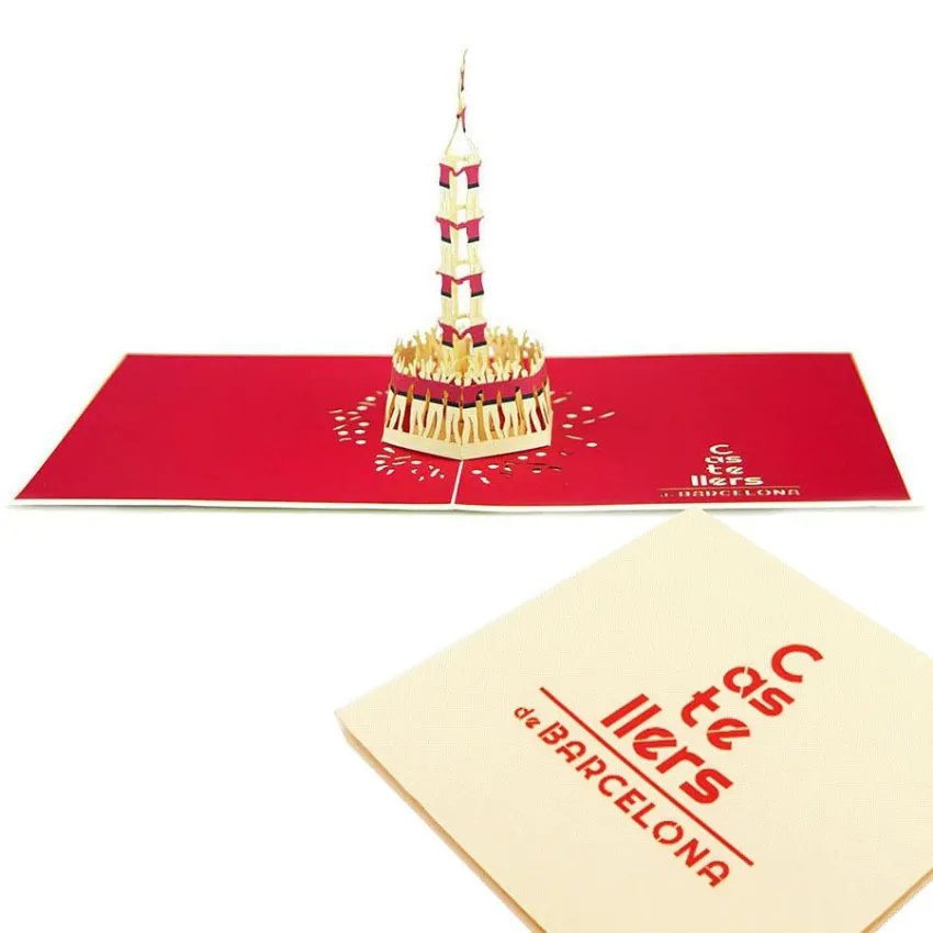 Postals 3D castellers oberta i tancada